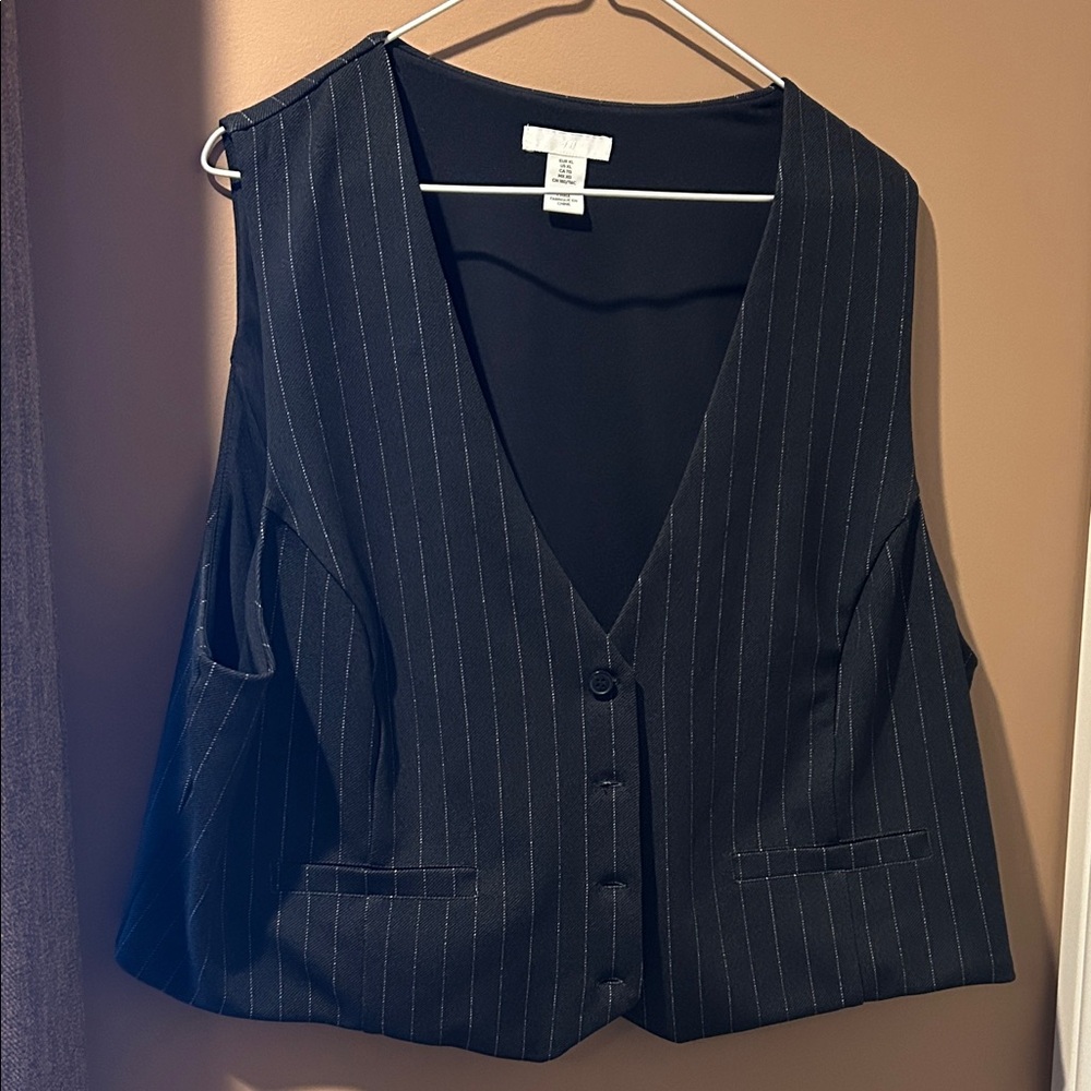 H&M Black Vest with White Stripes